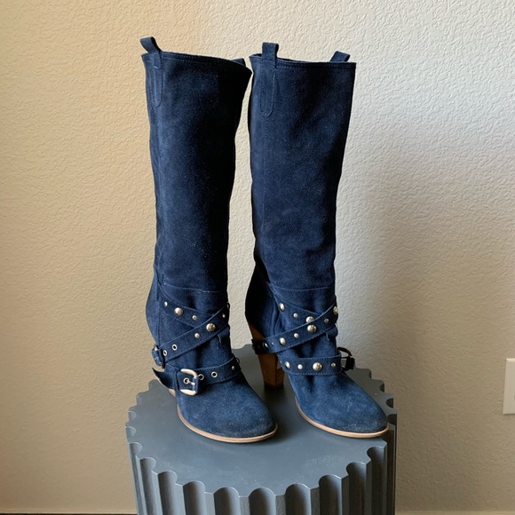 $78🔥Navy suede boots size 39 or 8.5 US - Picture 2 of 7